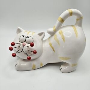 VINTAGE Amy Lacombe Ks Collection Ceramic Stretching Cat Figurine Whimsical VTG